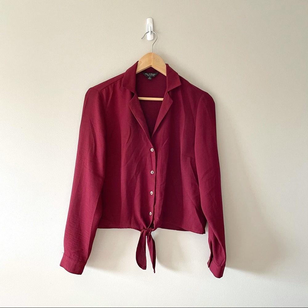 Miss Selfridge | red tie-knot blouse, US 6